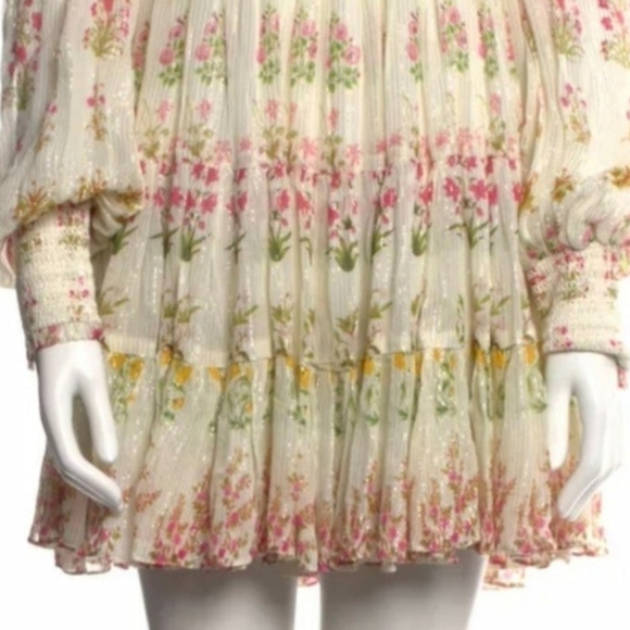 HEMANT & NANDITA Floral Chiffon Mini Dress Small - Picture 7 of 9